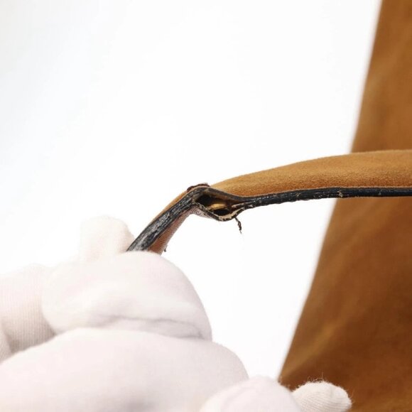 Salvatore Ferragamo Gancini Shoulder Bag Suede Brown Auth - Picture 7 of 16